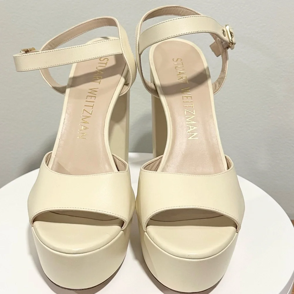 🌹STUART WEITZMAN🌹 Ryder Ankle-Buckle Platform Sandals Size: 10